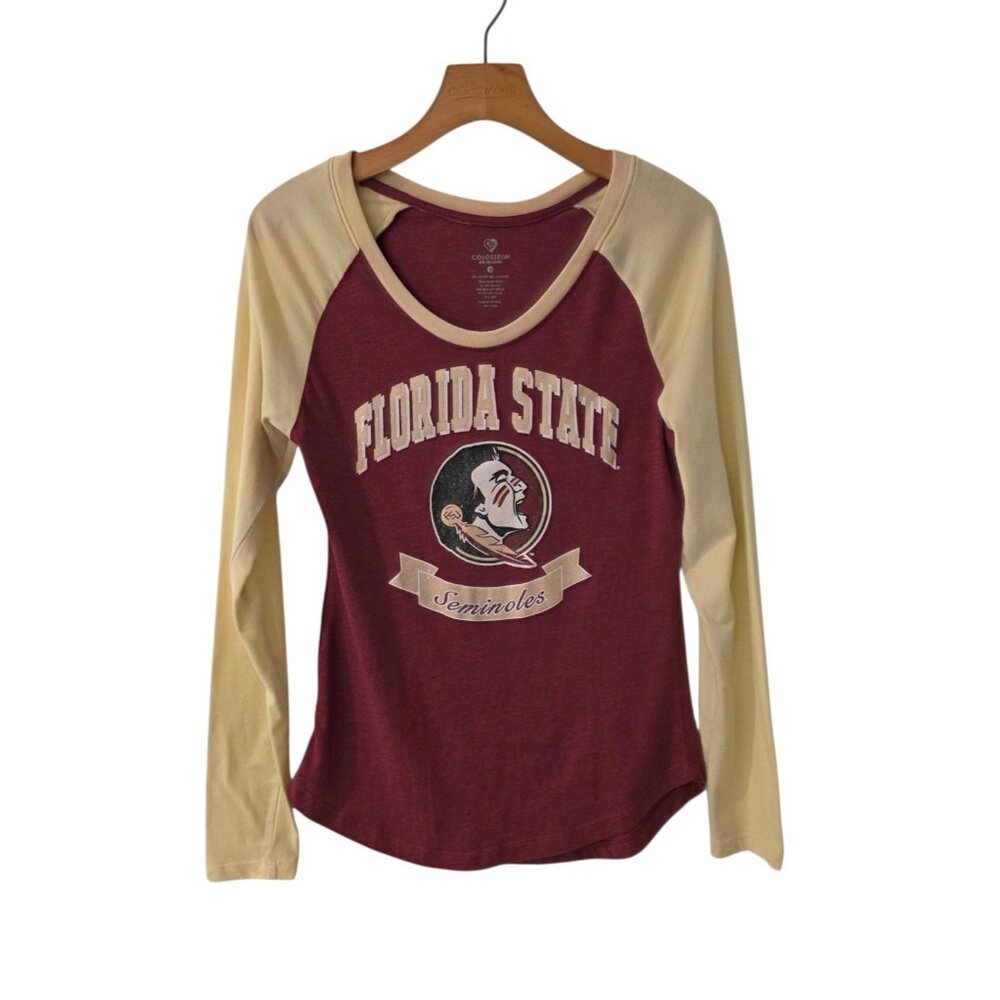 FSU Florida State‎ Seminoles Long Sleeve Shirt Glitter Graphic Womens Medium